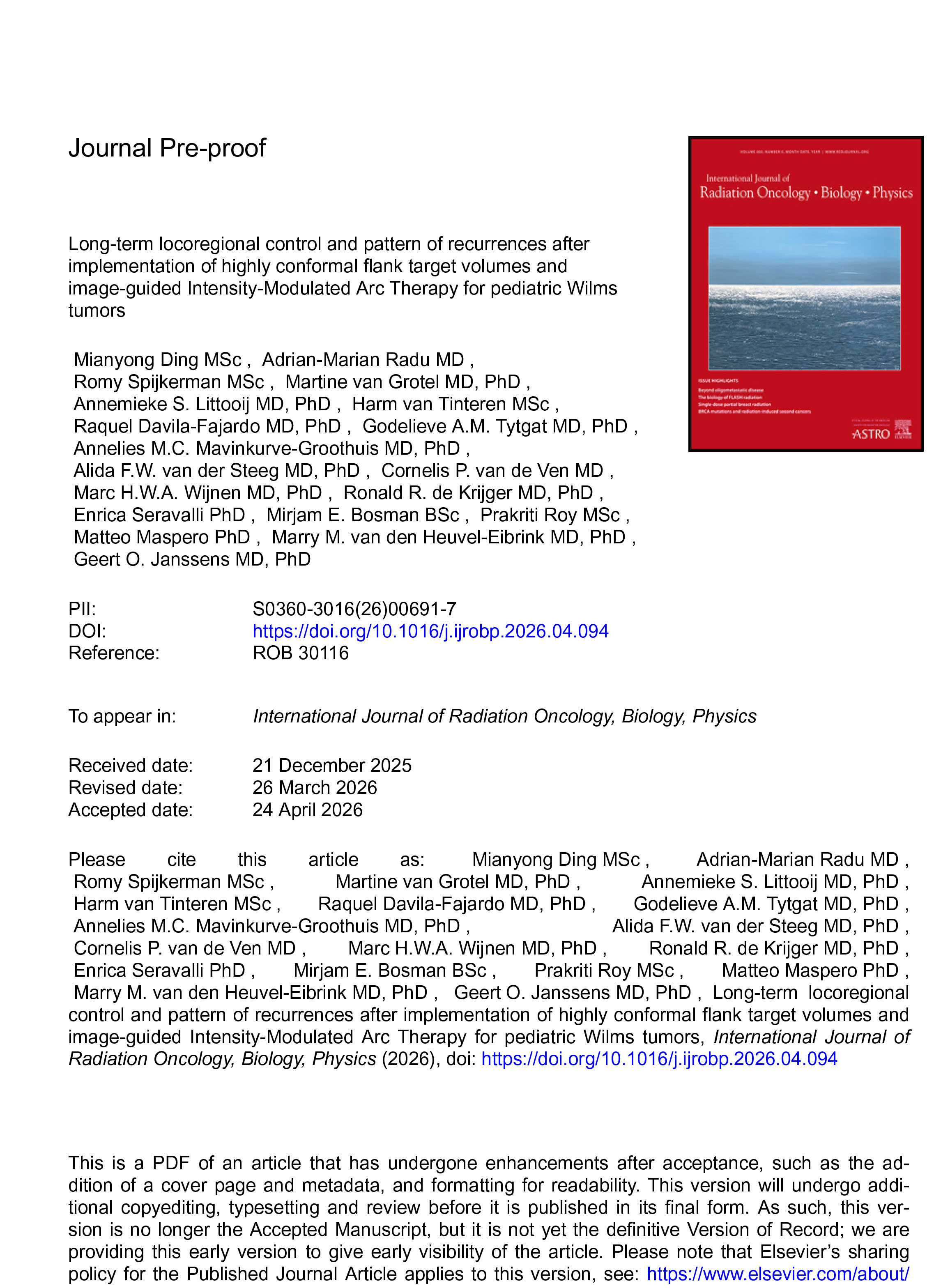 Long-term locoregional control and pattern of recurrences after implementation of highly conformal flank target volumes and image-guided