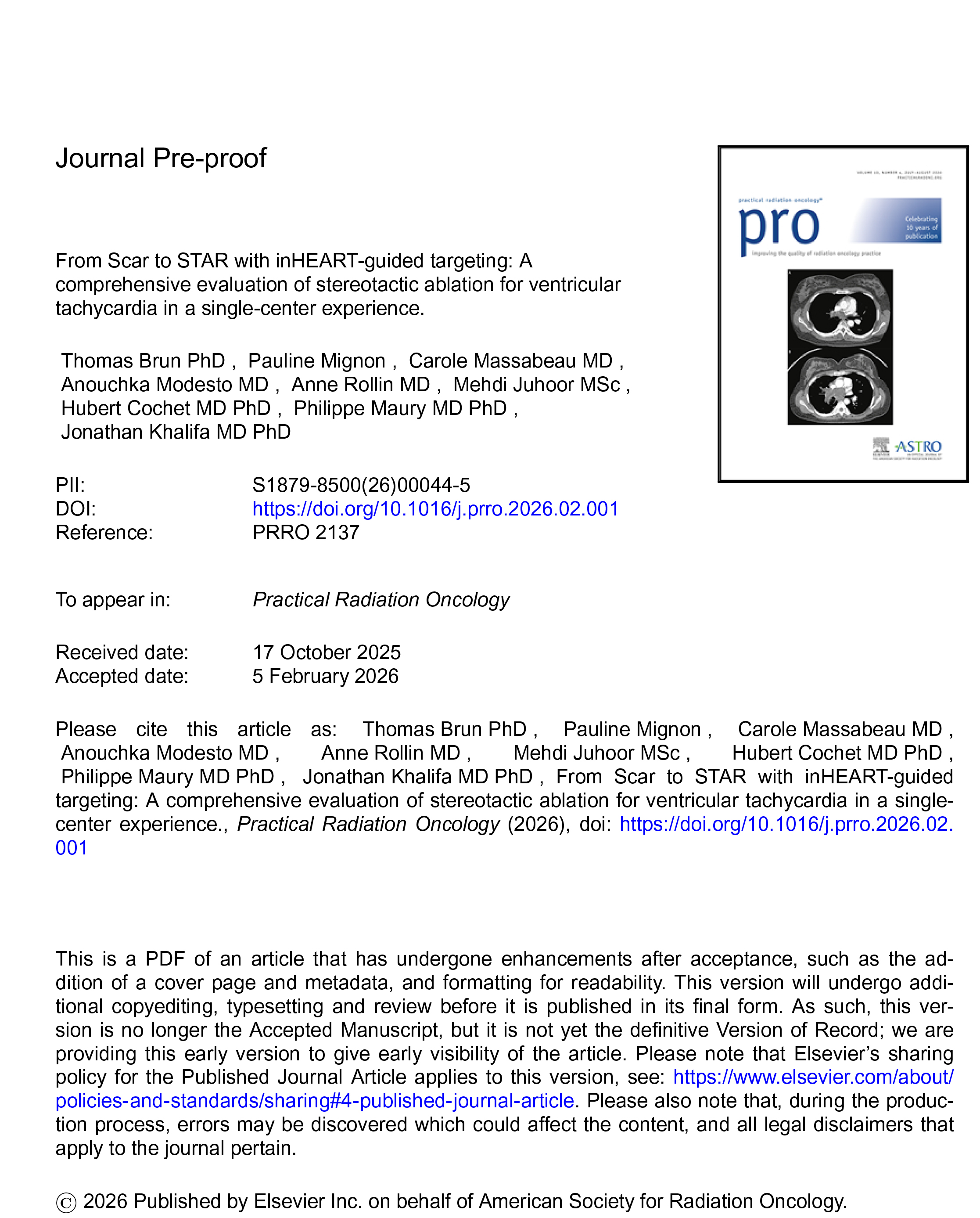From Scar to STAR with inHEART-guided targeting: A comprehensive evaluation of stereotactic ablation for ventricular tachycardia in a single-center experience.