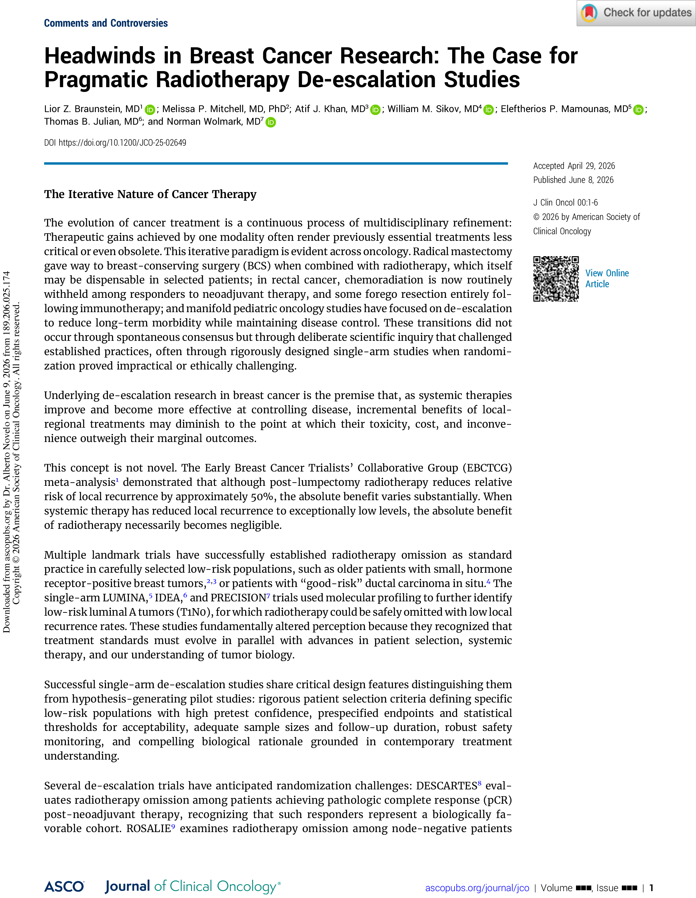 Headwinds in Breast Cancer Research: The Case for Pragmatic Radiotherapy De-escalation Studies