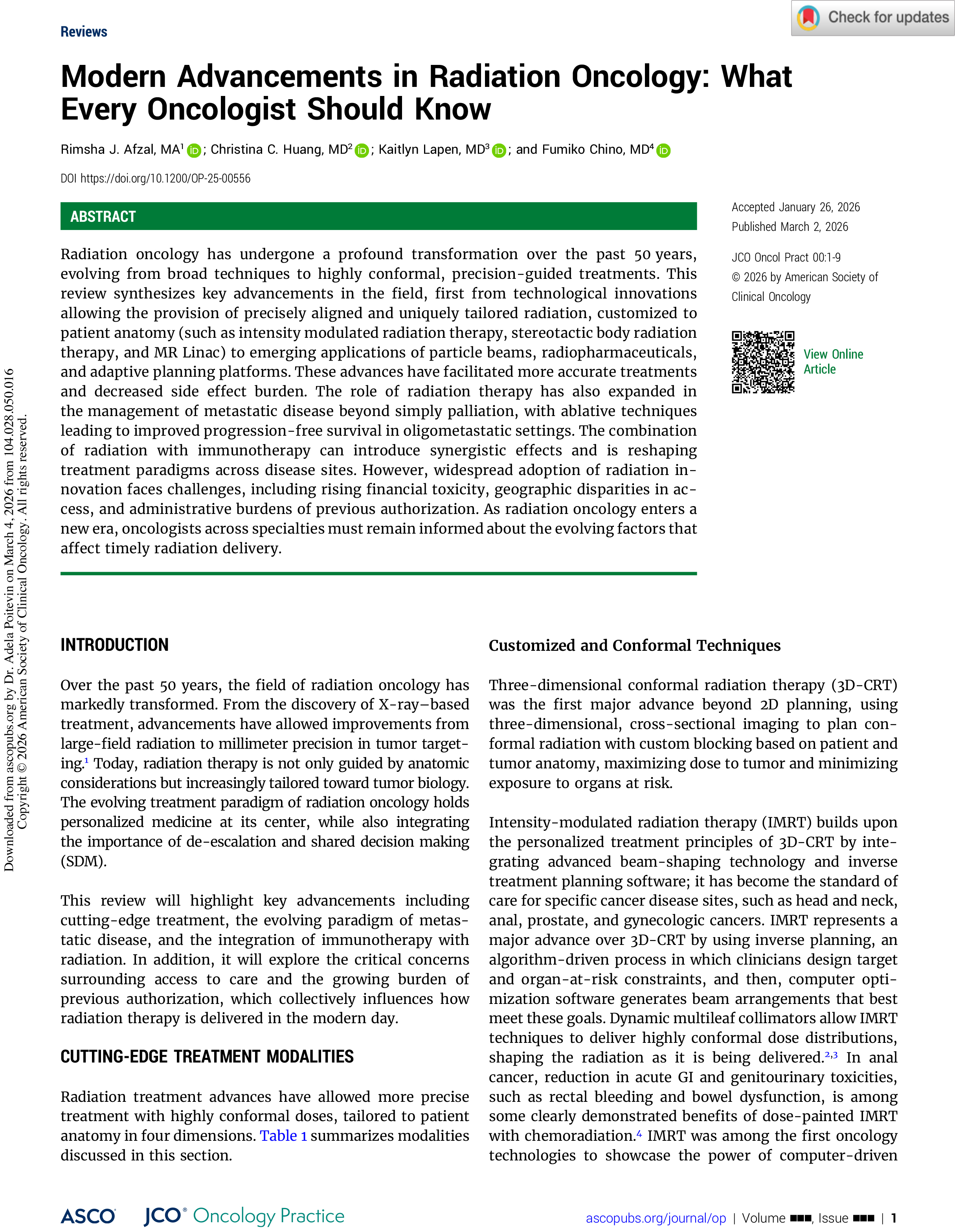Modern Advancements in Radiation Oncology: What Every Oncologist Should Know.